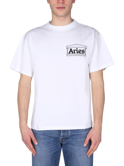 Shop Aries "temple" T-shirt Unisex In White