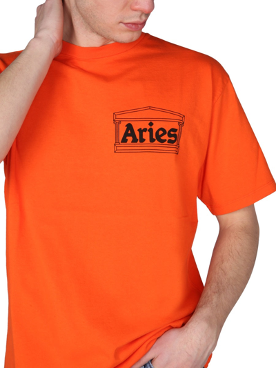 Shop Aries "temple" T-shirt Unisex In Orange
