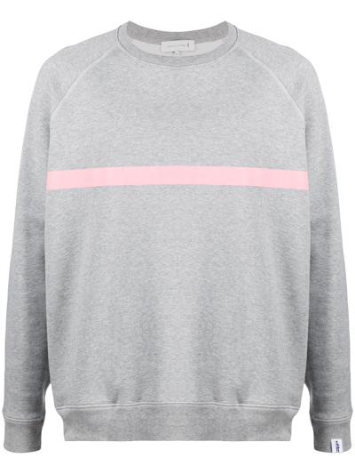 Shop Mackintosh Stripe Detial Sweatshirt In Grey