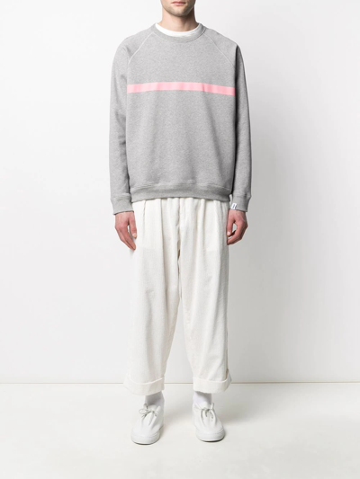 Shop Mackintosh Stripe Detial Sweatshirt In Grey