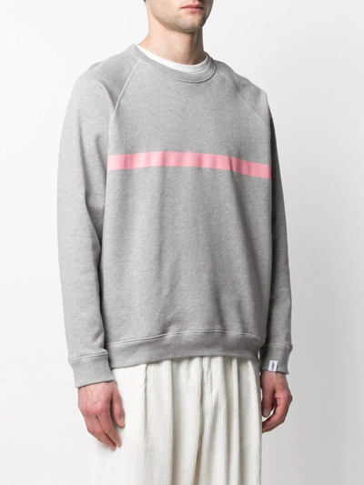 Shop Mackintosh Stripe Detial Sweatshirt In Grey