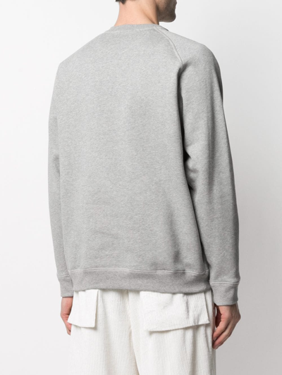 Shop Mackintosh Stripe Detial Sweatshirt In Grey