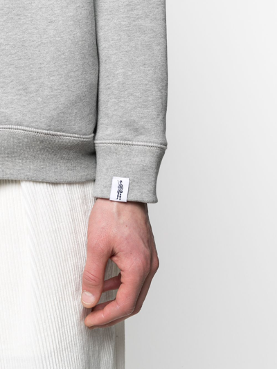 Shop Mackintosh Stripe Detial Sweatshirt In Grey