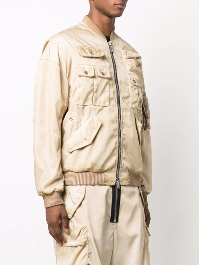 Shop Dsquared2 Faded Effect Bomber Jacket In Neutrals