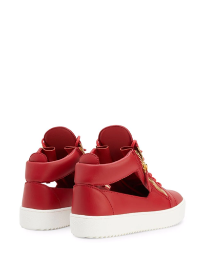 Shop Giuseppe Zanotti Kriss Cut-out High Top Sneakers In Red