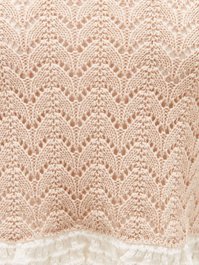 Shop Jw Anderson Frill-detail Crochet-effect Top In Nude