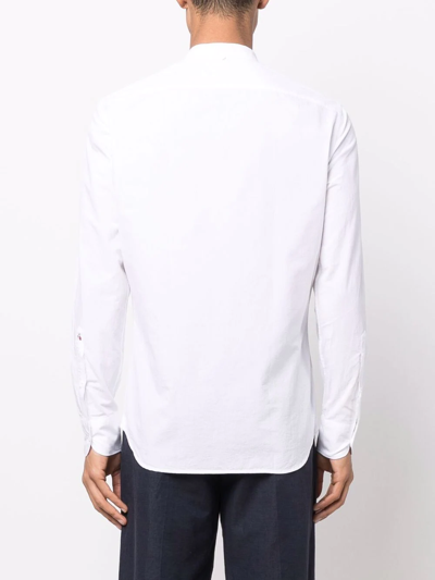 Shop Glanshirt Collarless Long-sleeve Shirt In Weiss