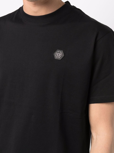 Shop Philipp Plein Cotton Logo-patch T-shirt In Schwarz