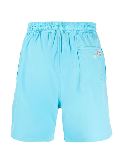 Shop Polo Ralph Lauren Traveler Polo Pony Drawstring Swim Shorts In Blau