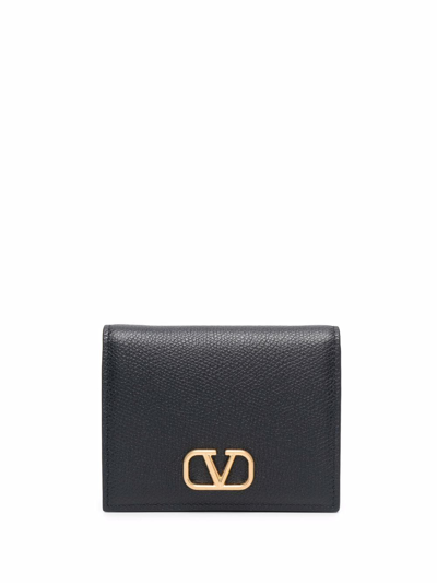Shop Valentino Vlogo Signature Flap Wallet In Black