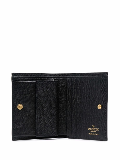 Shop Valentino Vlogo Signature Flap Wallet In Black