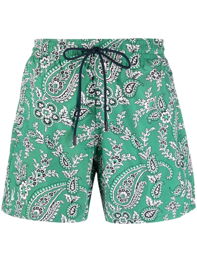 Shop Etro Paisley-print Swim Shorts In Grün
