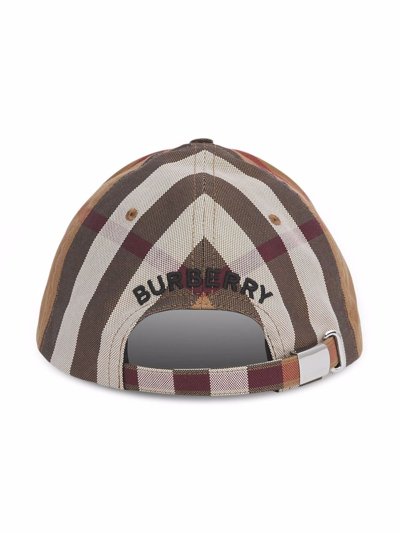 Shop Burberry Logo Detail Check Baseball Cap In Braun