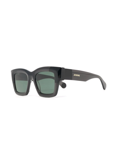 Shop Jacquemus Tinted Rectangle-frame Sunglasses In Black