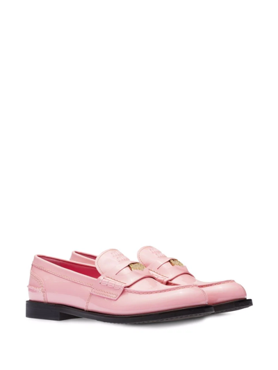 Shop Miu Miu Patent Leather Penny Loafers In Rosa