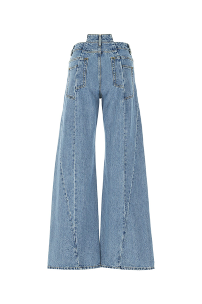 Maison Margiela High-waisted Cut-out Jeans With Wide Leg Silhouette In Blue