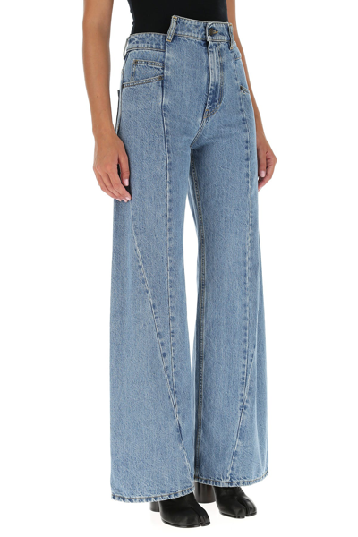 Maison Margiela High-waisted Cut-out Jeans With Wide Leg Silhouette In Blue