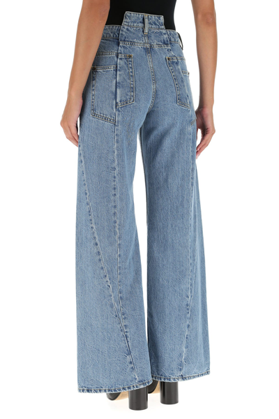 Maison Margiela High-waisted Cut-out Jeans With Wide Leg Silhouette In Blue