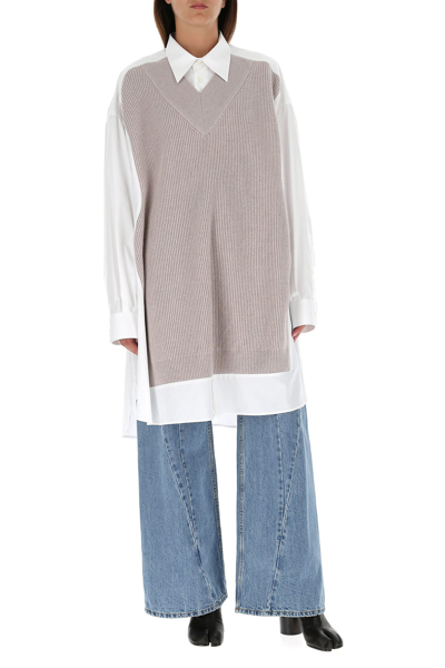 Maison Margiela High-waisted Cut-out Jeans With Wide Leg Silhouette In Blue