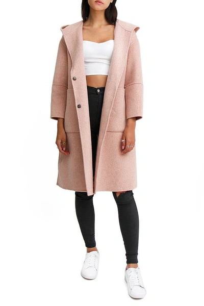 Belle & Bloom Walk This Way Wool Blend Oversized Coat In Pink