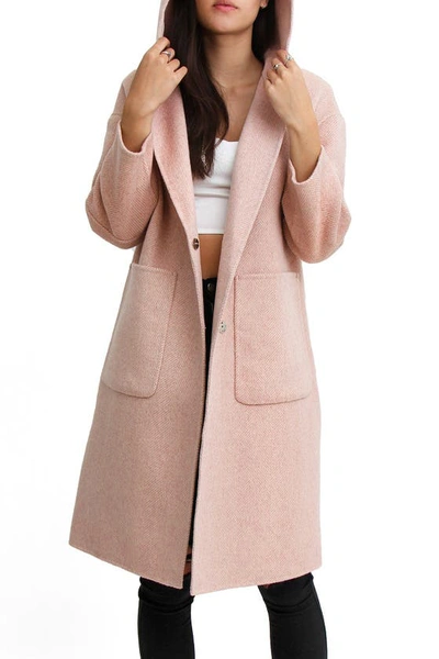 Belle & Bloom Walk This Way Wool Blend Oversized Coat In Pink