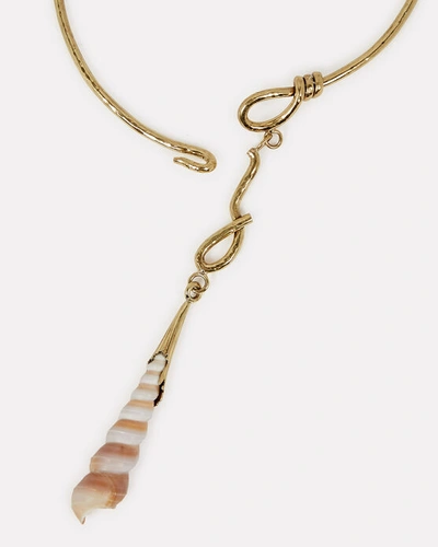 Shop Ulla Johnson Cyrus Shell Lariat Necklace In Gold
