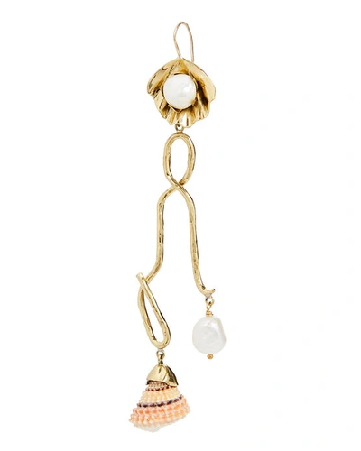 Shop Ulla Johnson Augustine Pearl Flower Drop Earrings In Gold