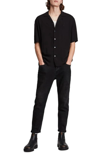 Shop Allsaints Venice Relaxed Fit Short Sleeve Button-up Camp Shirt In Black
