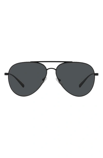 Shop Versace 59mm Aviator Sunglasses In Matte Black/ Dark Grey