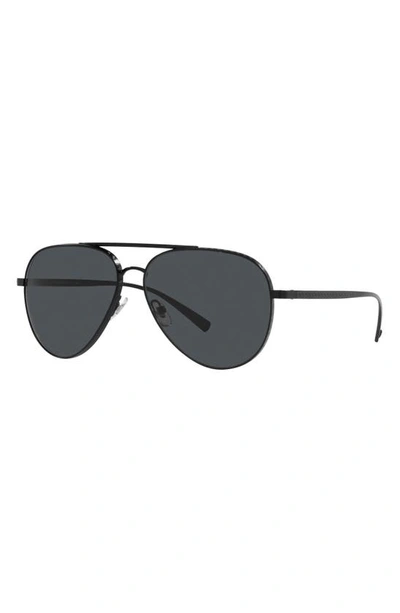 Shop Versace 59mm Aviator Sunglasses In Matte Black/ Dark Grey