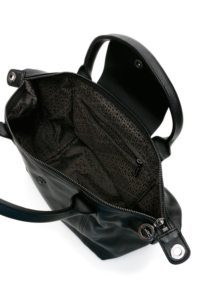 Longchamp Le Pliage Cuir Small Handbag In Black