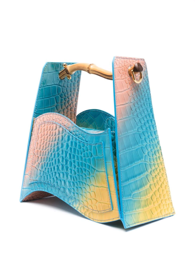Shop Casablanca Croc-effect Wave Bag In Blau