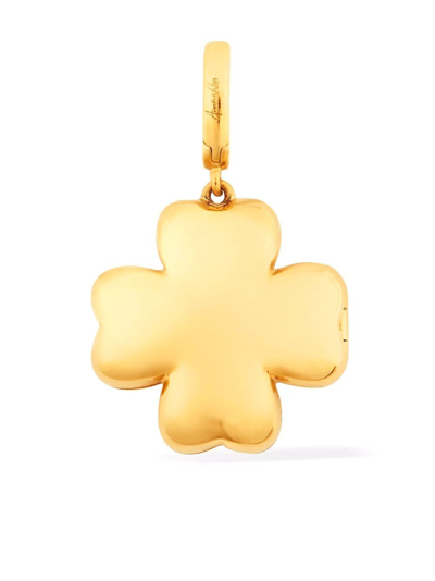 Shop Annoushka 18kt Yellow Gold Mythology Malachite Clover Diamond Locket Charm
