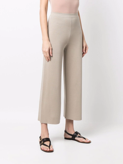 Shop Gentry Portofino Cropped Wide-leg Knitted Trousers In Nude