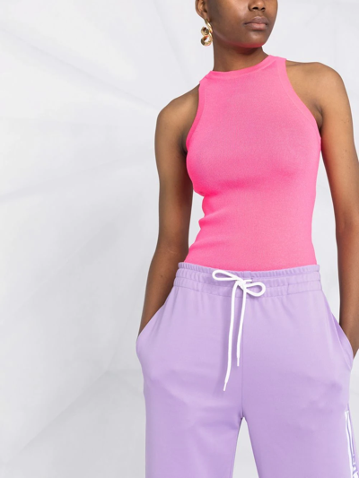 Msgm Ribbed-knit Sleeveless Top In Rosa