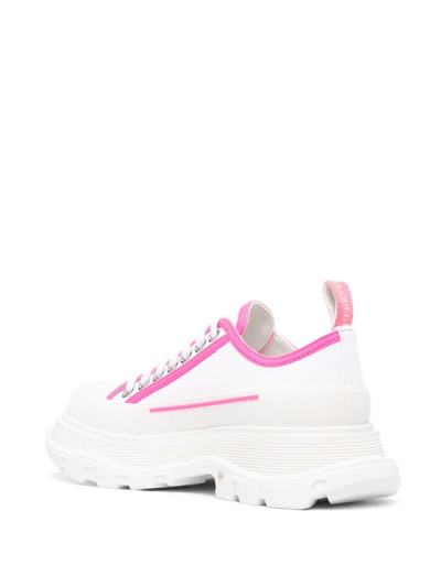 Alexander Mcqueen Women Tread Slick Canvas Sneakers With Fluo Leather Sneakers In White