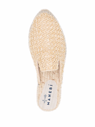 Shop Manebi Raffia Slip-on Espadrilles In Nude