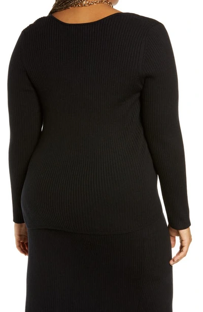 Shop Open Edit Square Neck Ribbed Sweater In Black