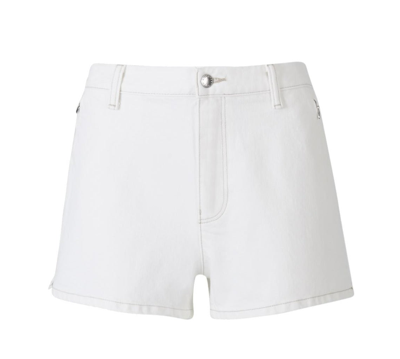 Shop Alexander Wang Logo Patch Denim Shorts In White