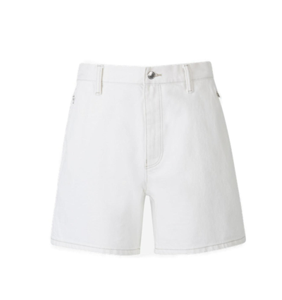 Shop Alexander Wang Relaxed Fit Logo Patch Denim Shorts In White