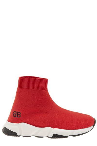 Shop Balenciaga Kids Logo Detailed Sock Sneakers In Red