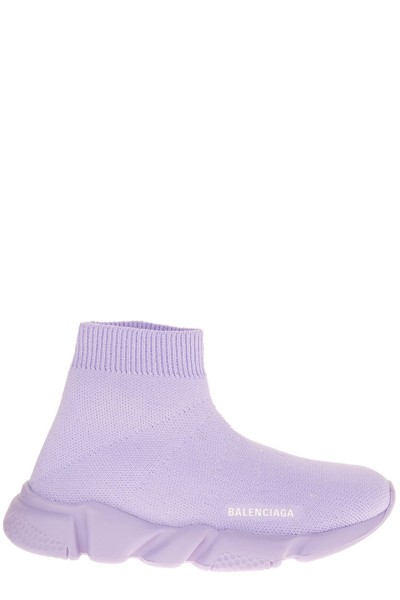 Shop Balenciaga Kids Speed Logo Detailed Sneakers In Purple