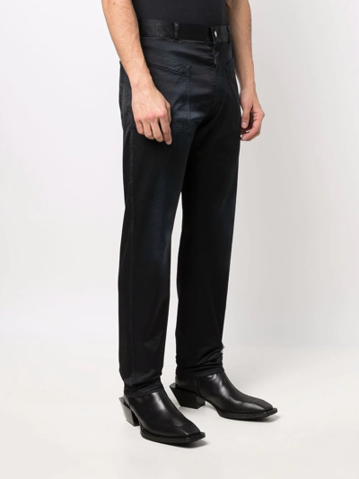 Shop Diesel Embroidered-logo Slim-cut Trousers In Blue