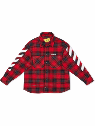 Shop Off-white Diag-stripe Plaid Shirt In Red