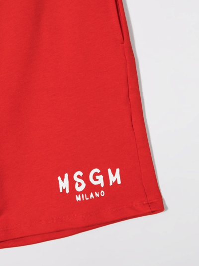 Msgm Cotton Shorts With Logo In Red