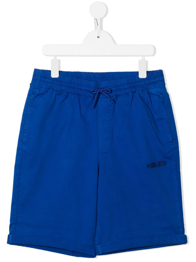 Shop Kenzo Logo-print Track Shorts In Blue