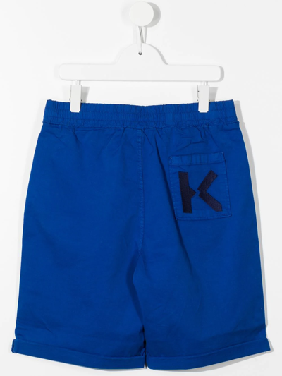 Shop Kenzo Logo-print Track Shorts In Blue