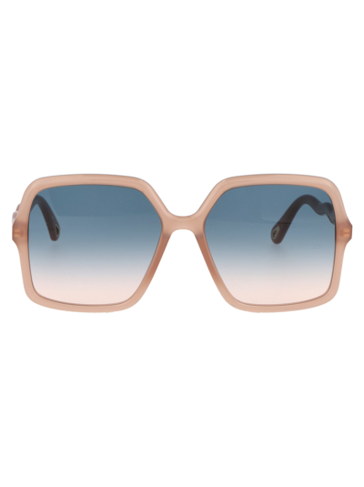 Shop Chloé Eyewear Zelie Square Frame Sunglasses In Beige