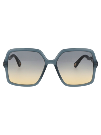 Shop Chloé Eyewear Zelie Square Frame Sunglasses In Green