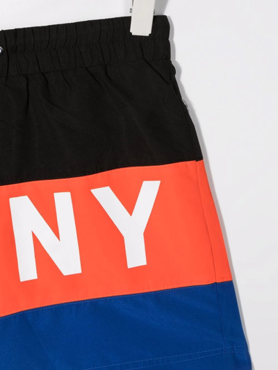 Shop Dkny Teen Logo-print Drawstring Swim Shorts In Black